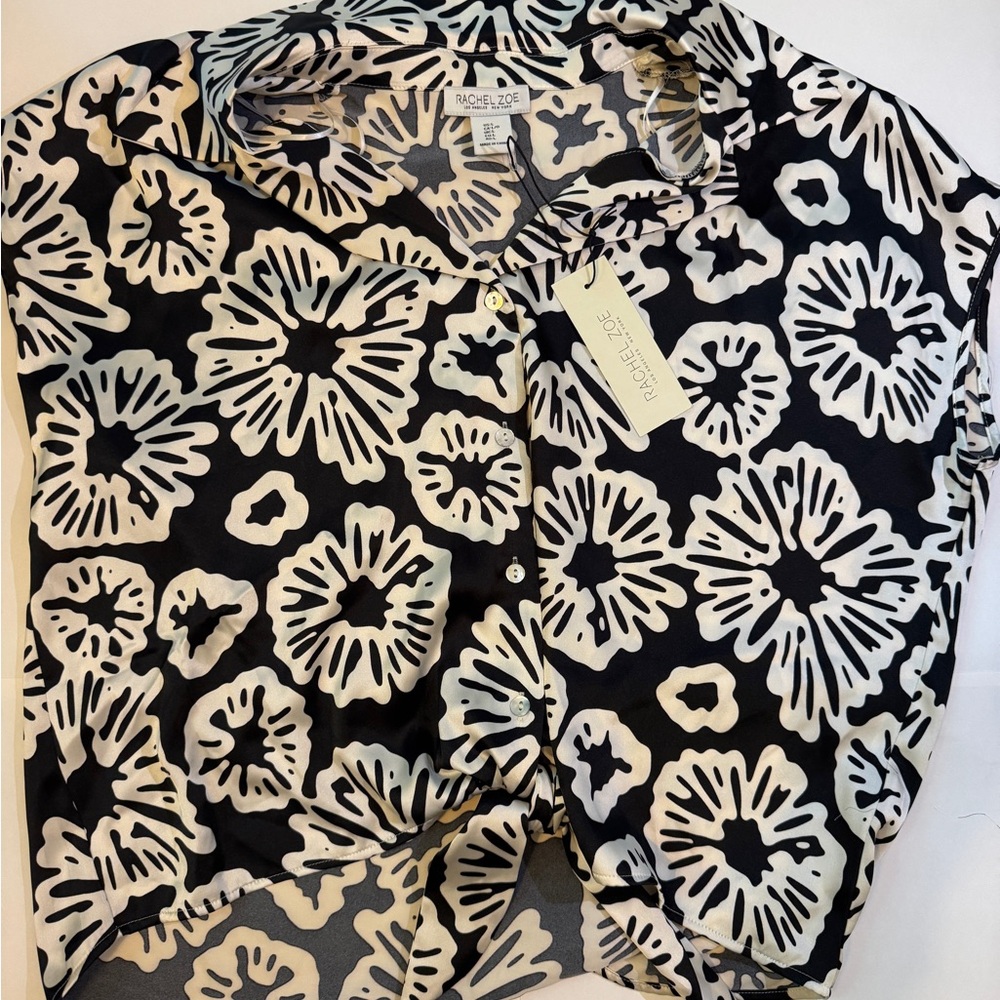 Rachel Zoe Black and White Floral Blouse